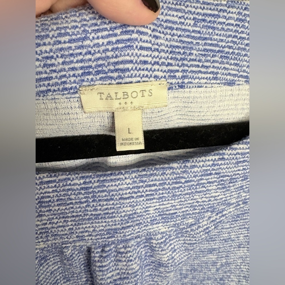 Talbots Sleeveless Jacquard Top – Blue & White Nautical Print – Size L - Picture 4 of 9